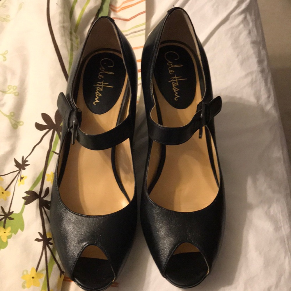 Black Leather “Mary Jane” heels